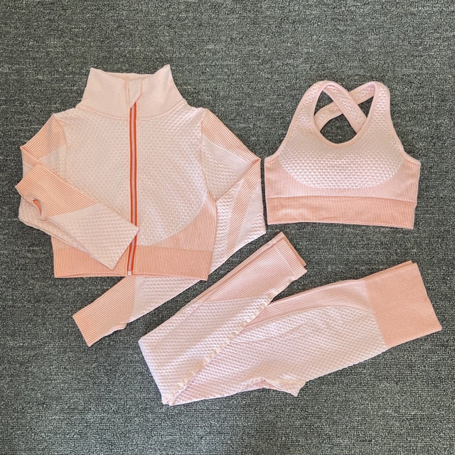 Women's Sport fitness suit Running yoga top+ Leggings women Seamless gym yoga bra