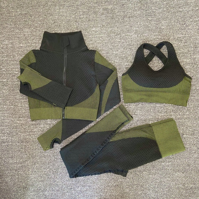 Women's Sport fitness suit Running yoga top+ Leggings women Seamless gym yoga bra