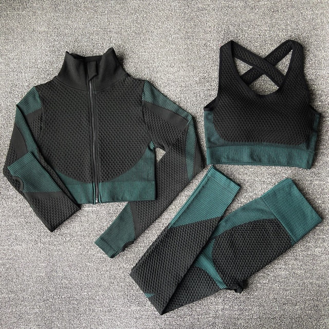Women's Sport fitness suit Running yoga top+ Leggings women Seamless gym yoga bra