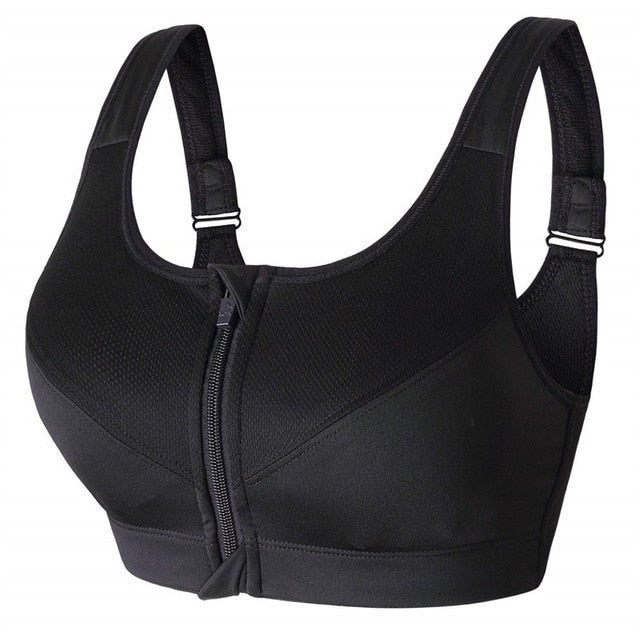 sports underwear women's shockproof vest fitness thin section large size open zip sexy bra