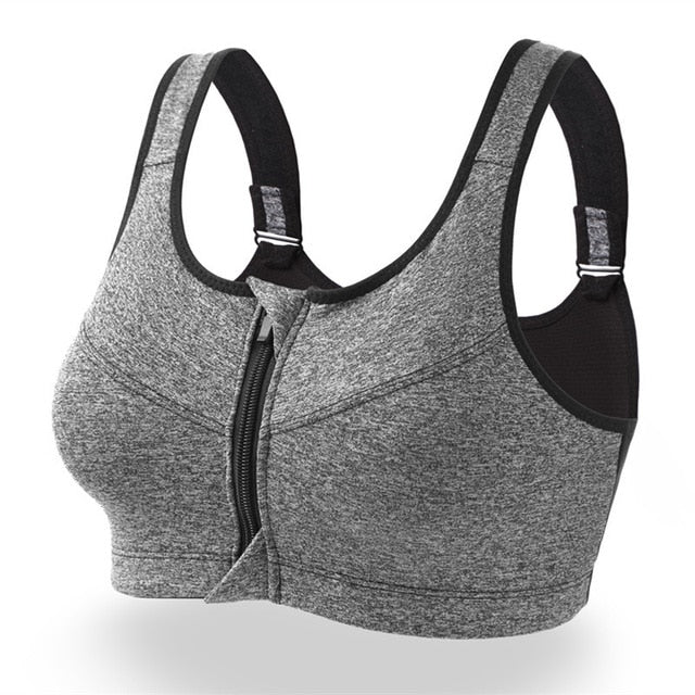 sports underwear women's shockproof vest fitness thin section large size open zip sexy bra