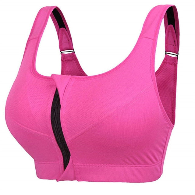 sports underwear women's shockproof vest fitness thin section large size open zip sexy bra