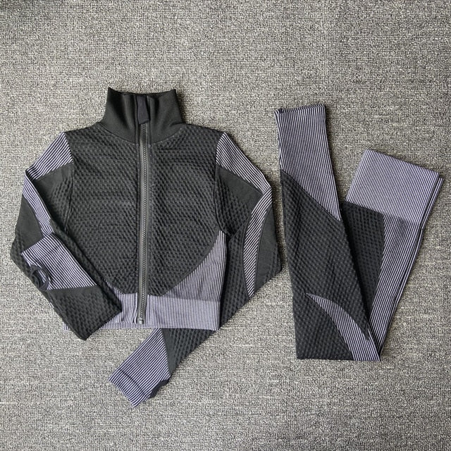 Women's Sport fitness suit Running yoga top+ Leggings women Seamless gym yoga bra