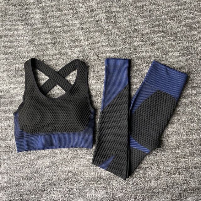 Women's Sport fitness suit Running yoga top+ Leggings women Seamless gym yoga bra