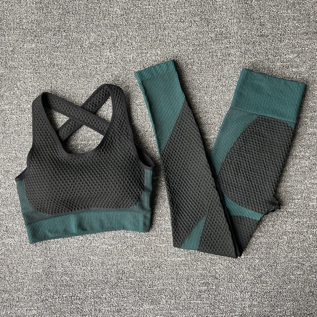 Women's Sport fitness suit Running yoga top+ Leggings women Seamless gym yoga bra