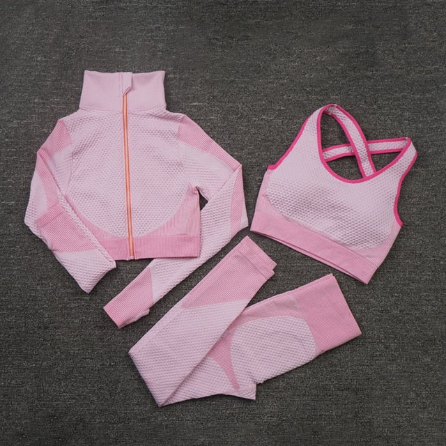 Women's Sport fitness suit Running yoga top+ Leggings women Seamless gym yoga bra