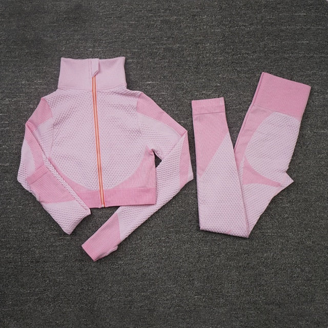 Women's Sport fitness suit Running yoga top+ Leggings women Seamless gym yoga bra