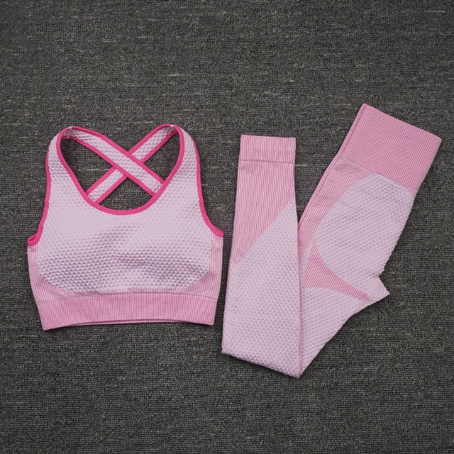 Women's Sport fitness suit Running yoga top+ Leggings women Seamless gym yoga bra