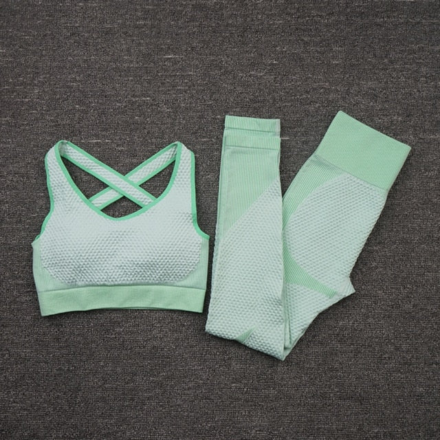 Women's Sport fitness suit Running yoga top+ Leggings women Seamless gym yoga bra