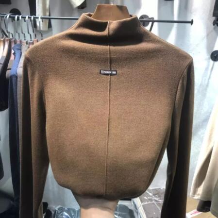 Women's 2020 Half Turtleneck Shirt Korean Tops Fashion Long Sleeve Tees