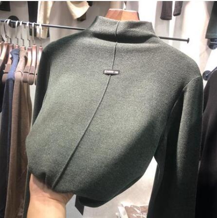 Women's 2020 Half Turtleneck Shirt Korean Tops Fashion Long Sleeve Tees