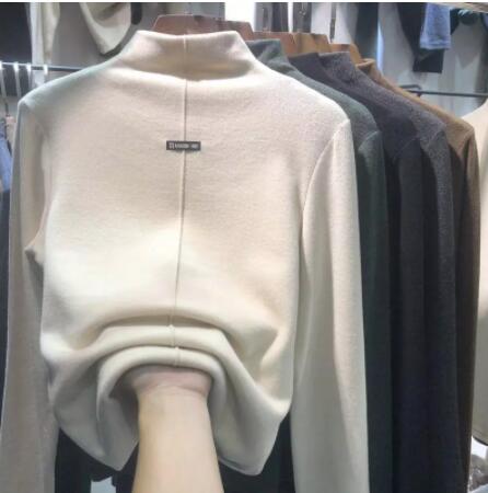 Women's 2020 Half Turtleneck Shirt Korean Tops Fashion Long Sleeve Tees