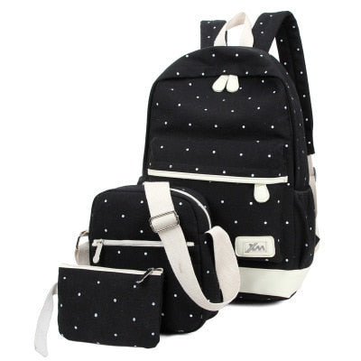 Canvas Backpack Set: Women Cute Lightweight, Fashion, Arcuate Shoulder Strap