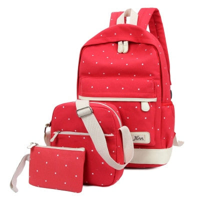 Canvas Backpack Set: Women Cute Lightweight, Fashion, Arcuate Shoulder Strap