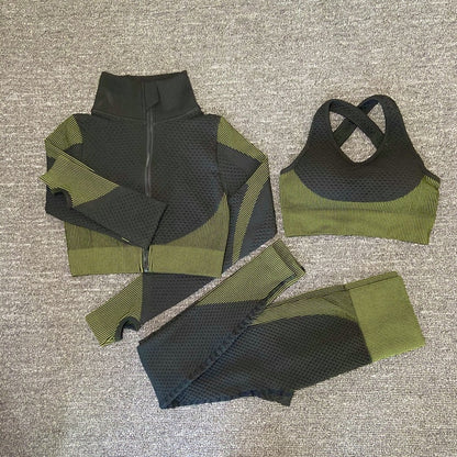 Women's Sport fitness suit Running yoga top+  Leggings women Seamless gym yoga bra