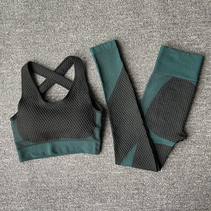 Women's Sport fitness suit Running yoga top+  Leggings women Seamless gym yoga bra